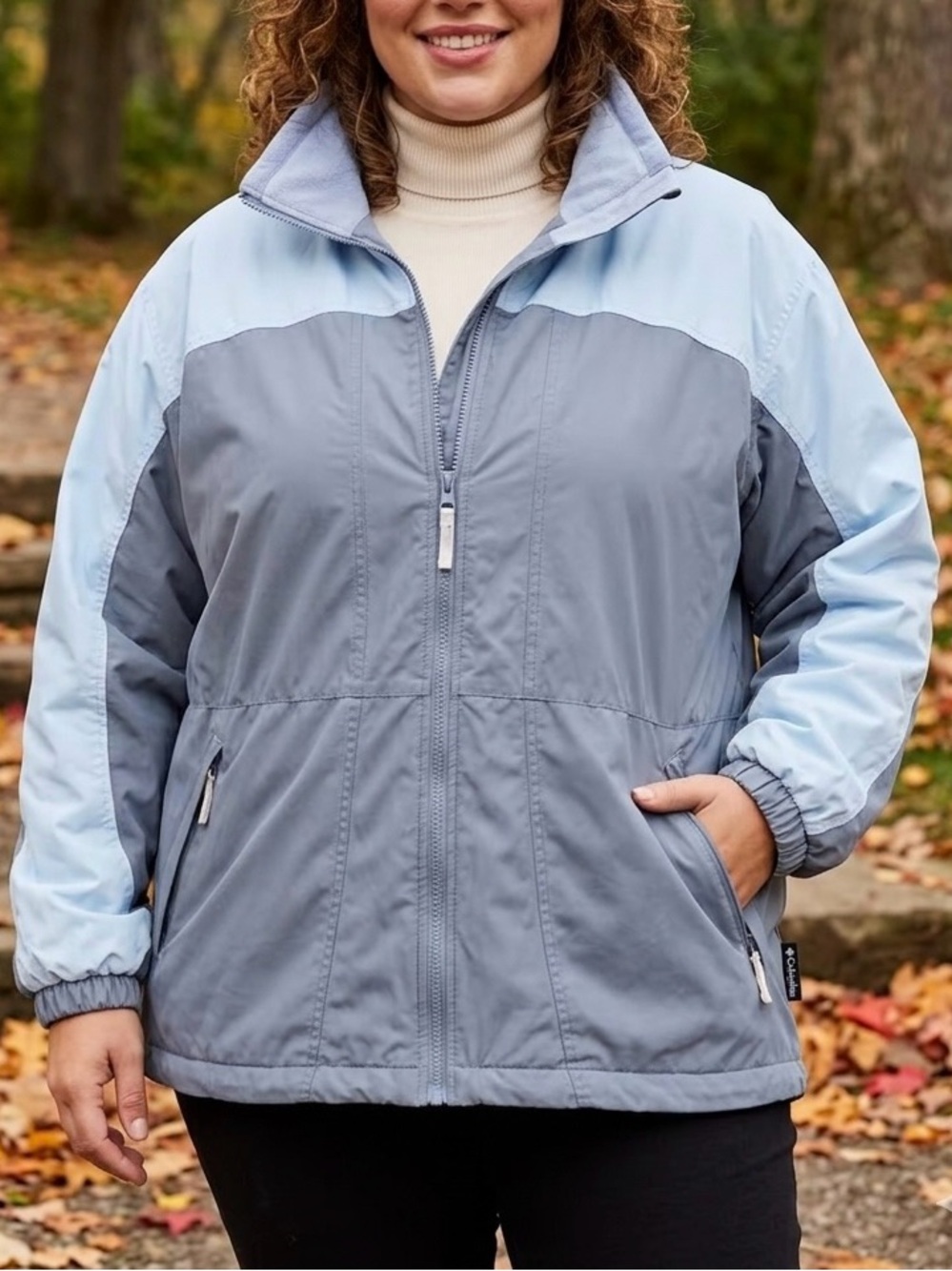 Columbia Jacket Womens Large Blue Fleece Lined Core Interchange Outdoor Coat